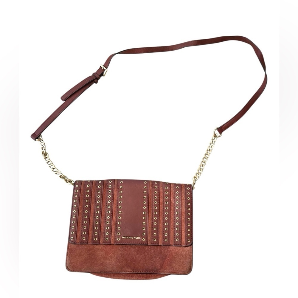 Michael Kors Brooklyn Grommet Crossbody Bag in Leather and Suede